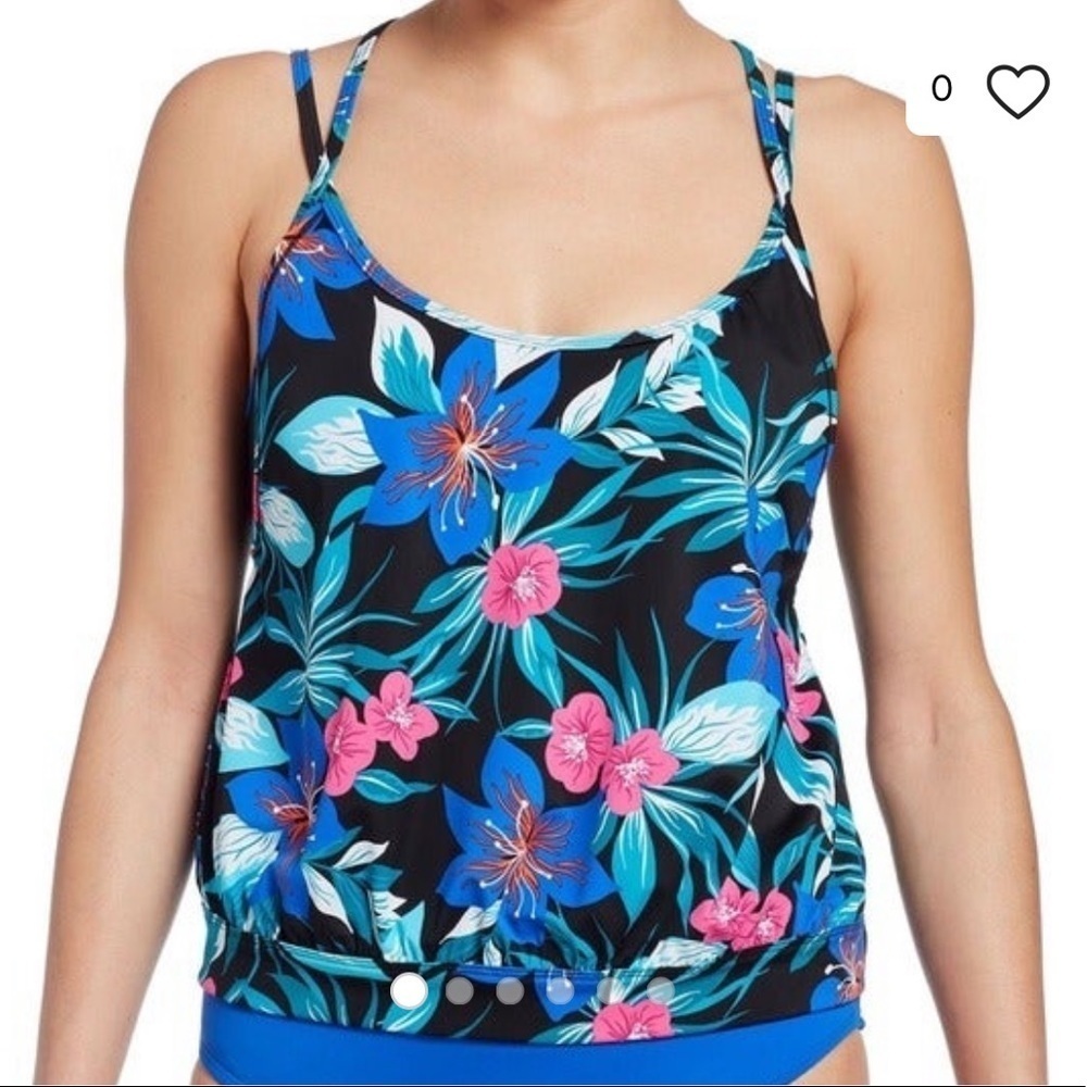 DSG Rosey Tankini Tropical Jogger Top Medium NEW